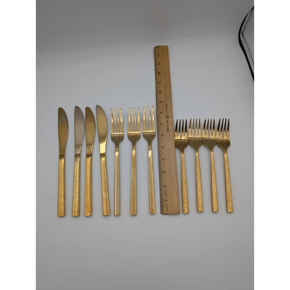 FORTESSA 18/10 Arezzo Brushed Gold Flatware Lot‎ Of 11 Replacement Pieces